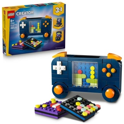 Conjunto LEGO CREATOR consola de videojogos retro com peças coloridas e embalagem.