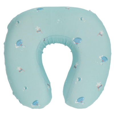 Almofada de apoio para pescoço azul clara com padrão marinho