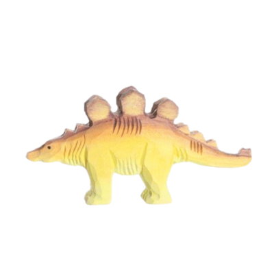 Brinquedo de dinossauro amarelo com manchas castanhas