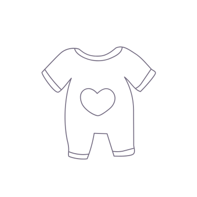 Desenho de macacão de bebé com coração