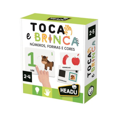 Embalagem do jogo educativo Toca e Brinca da HEADU para 2-4 anos