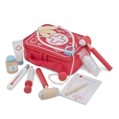 Kit de brinquedo médico vermelho com acessórios