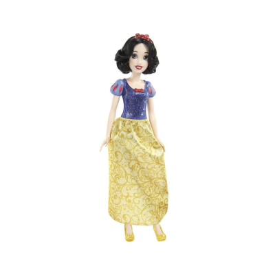 Boneca Branca de Neve com vestido azul e amarelo em fundo branco