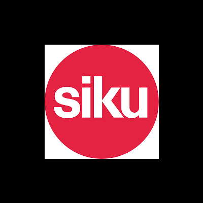 Logótipo vermelho com texto branco 'siku'