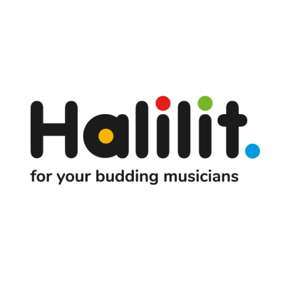 Logotipo da marca Halilit com slogan para músicos iniciantes