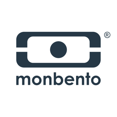 Logótipo monbento azul escuro com símbolo e texto sobre fundo branco