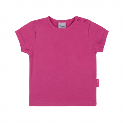 T-shirt rosa para criança com manga curta e botões no ombro