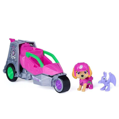 Brinquedo de veículo colorido com figuras de cão e dragão de plástico