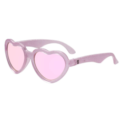 Óculos de sol em forma de coração rosa com glitter e lentes cor de rosa