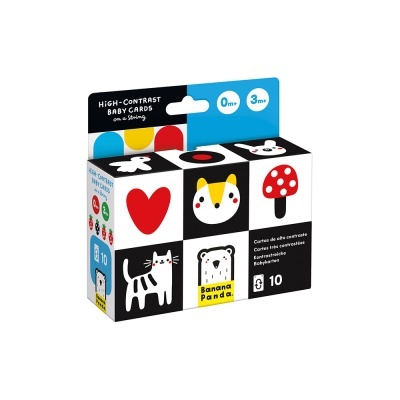 Embalagem de cartas para bebés com imagens de alto contraste