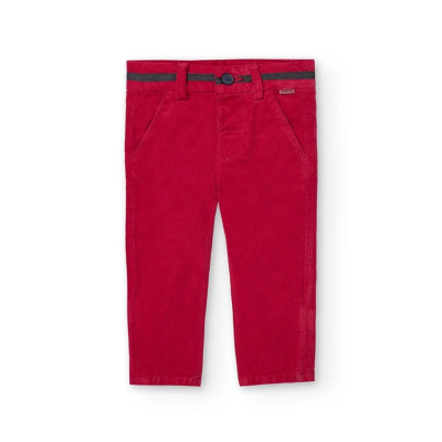 Calças vermelhas para criança com cinto preto