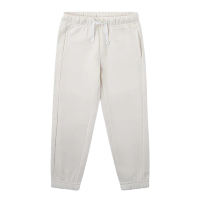 Calças claras com cós elástico e cordão