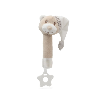 Brinquedo para bebé com cabeça de animal e pega em forma de estrela
