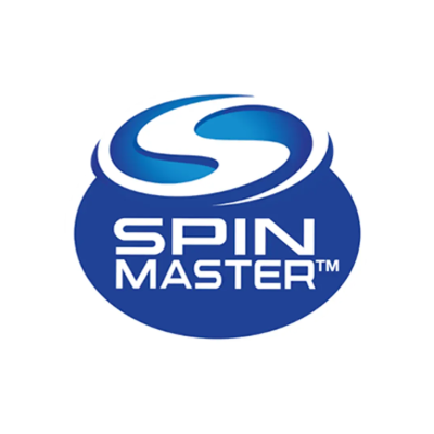 Logótipo da Spin Master em azul e branco