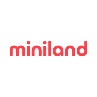 Logotipo Miniland com texto vermelho em fundo branco