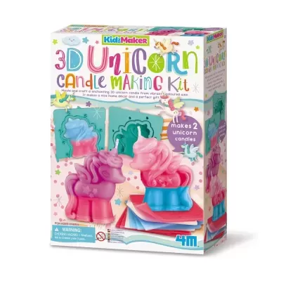 Caixa do kit para fazer velas 3D de unicórnio coloridas