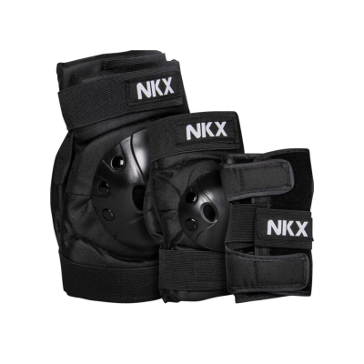 Conjunto de proteções NKX preto para joelhos, cotovelos e punhos