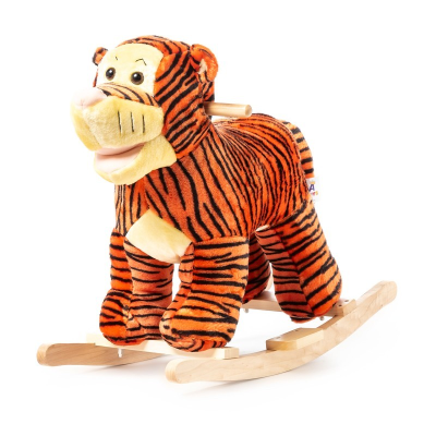 Cavalo de baloiço infantil em forma de tigre com peluche e madeira