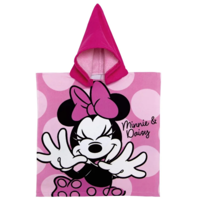 Poncho de banho rosa com capuz e estampa Minnie Mouse