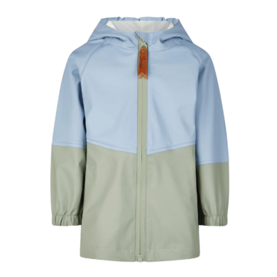 Casaco azul claro e verde-acinzentado com capuz para criança