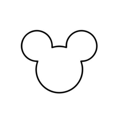 Contorno preto da cabeça do Mickey Mouse em fundo branco