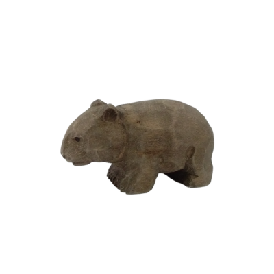 Figura de hipopótamo esculpida em madeira castanha