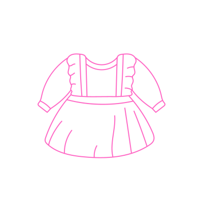 Desenho rosa de vestido infantil com mangas compridas e saia rodada