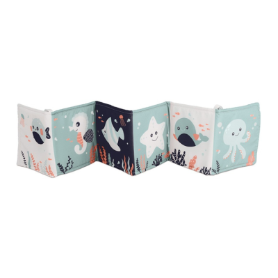 Livro de tecido para bebés com desenhos de animais marinhos coloridos
