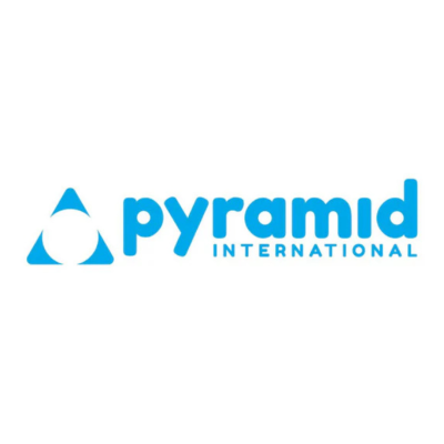Logotipo azul da Pyramid International