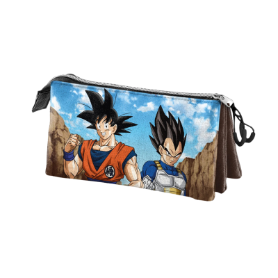 Estojo retangular tecido com fecho e estampado anime