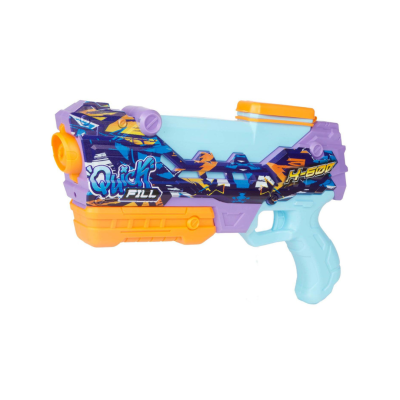 Pistola de água colorida com inscrições Quick FILL e X-600