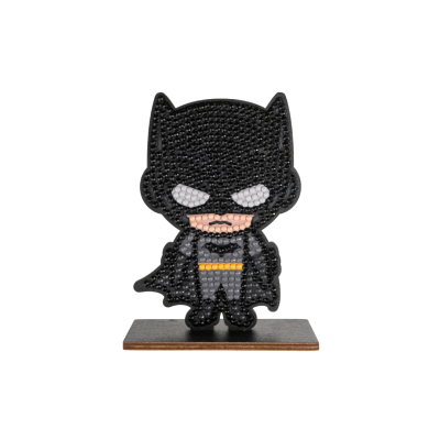 Figura decorativa do Batman com pedras brilhantes em base de madeira