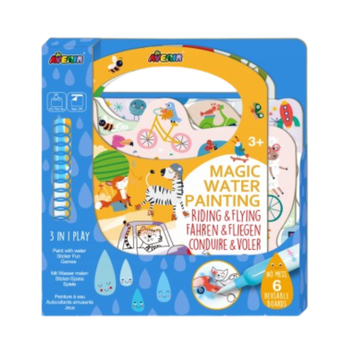 Caixa de pintura com água para crianças a partir dos 3 anos com 6 quadros e caneta