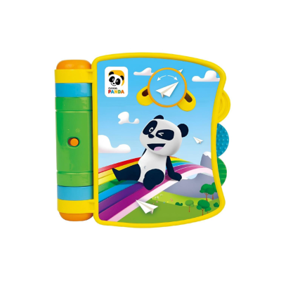 Livro de brinquedo colorido com panda e arco-íris