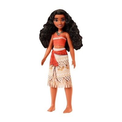 Boneca com roupa tradicional em padrões laranja e bege