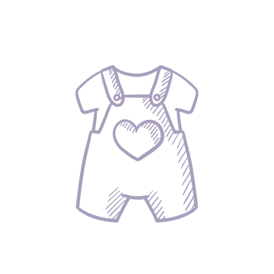 Ilustração de macacão de bebé com coração