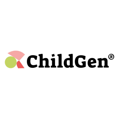 Logotipo ChildGen com símbolo geométrico colorido