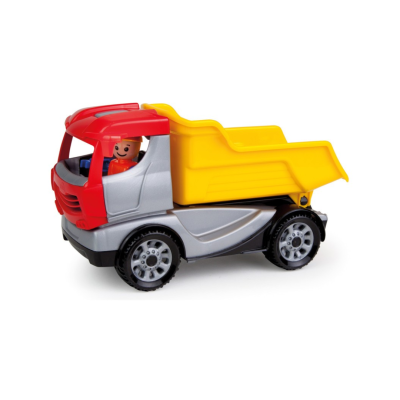 Camião de brinquedo colorido com boneco na cabine