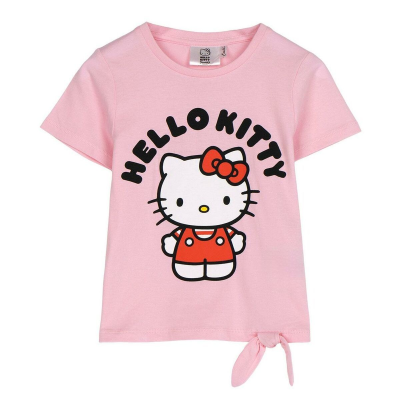T-shirt cor-de-rosa para criança com desenho Hello Kitty e texto HELLO KITTY