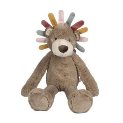 Ursinho de peluche castanho com crina colorida