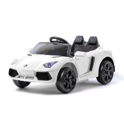 Carro elétrico infantil branco com detalhes em preto