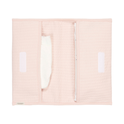 Trocador portátil de bebé rosa claro acolchoado com velcro branco