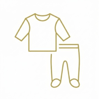 Desenho de conjunto de roupa de bebé em linha dourada