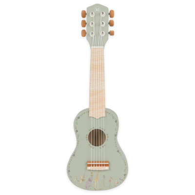 Guitarra verde-pálido com ilustrações de animais