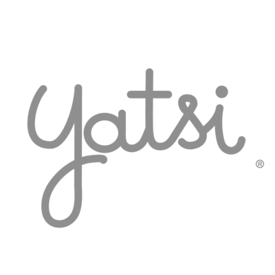 Logotipo yatsi em cinzento sobre fundo branco