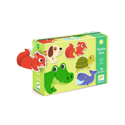 Caixa de puzzle duo para crianças com animais coloridos