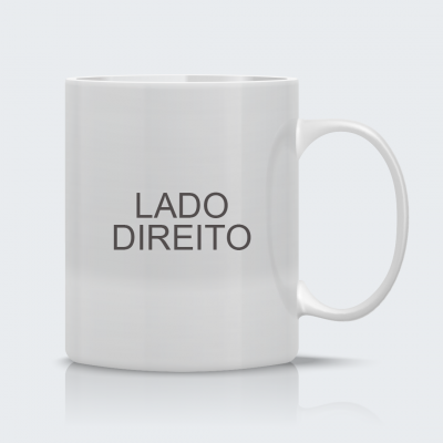 Caneca branca com texto LADO DIREITO