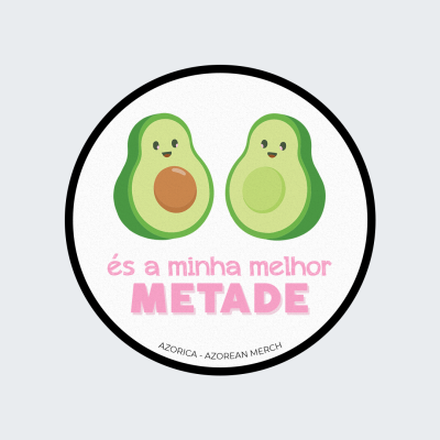 Dois abacates em estilo cartoon com texto em português e marca AZORICA