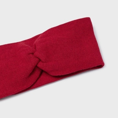 Faixa de cabelo vermelha em malha com nó frontal