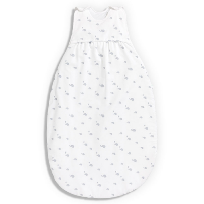 Saco de dormir branco para bebé com padrão de tartarugas cinzentas